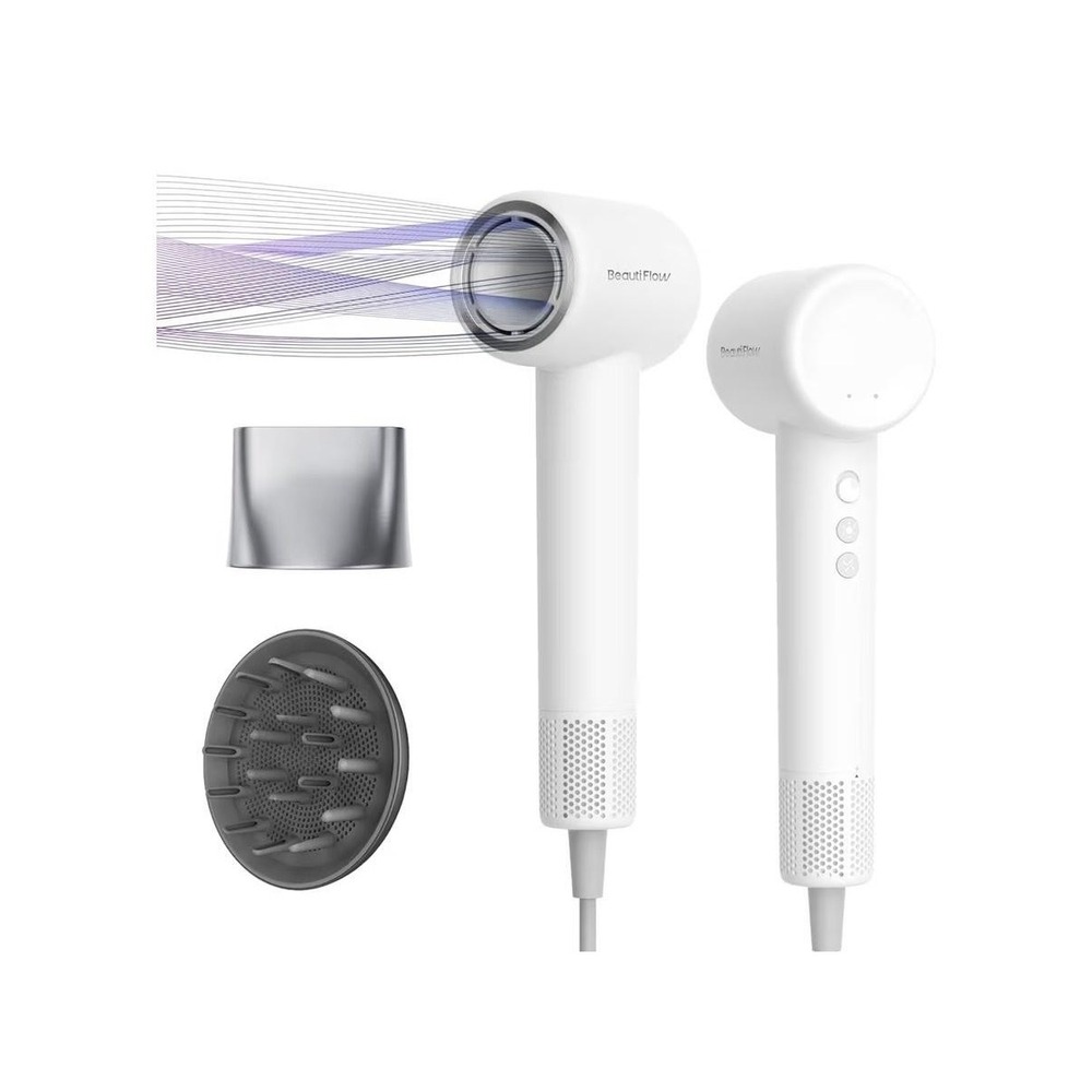 Beauti‎ Flow High Speed Hair Dryer 1300W BF01 Ionic Travel Size White Open Box